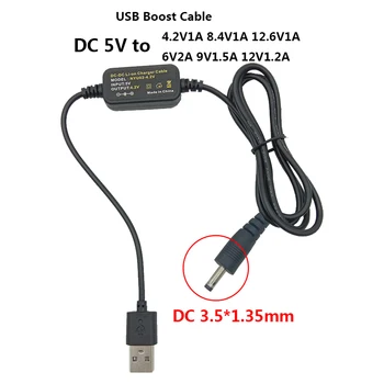 USB-Кабель для зарядки и повышения мощности от 5 В постоянного тока до 4.2V1A 8.4V1A 12.6V1A 6V2A 9V1.5A 12V1.2A Повышающий Модуль Конвертер Адаптер 3,5 *1,35 мм