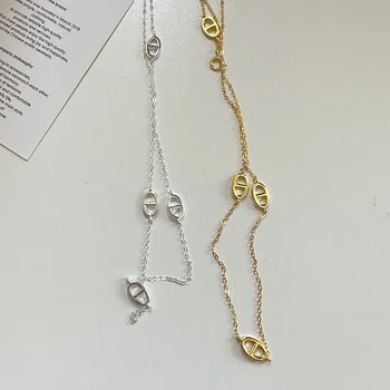 Ожерелье-цепочка из поросячьего носа из стерлингового серебра 925 пробы для женщин, простой и холодный стиль, стильный Универсальный персонализированный ошейник