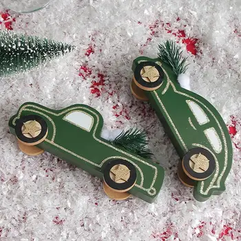 Рождественские Деревянные украшения для грузовиков и автомобилей Темно-зеленые маленькие Деревянные украшения для автомобилей ручной работы, аксессуары для интерьера автомобиля