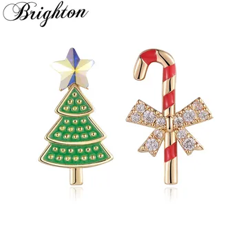 Brighton Новые Милые Рождественские Серьги-гвоздики в виде эмалированной елки для женщин, Модные украшения для вечеринки с кристаллами, Необычные украшения, Рождественский подарок