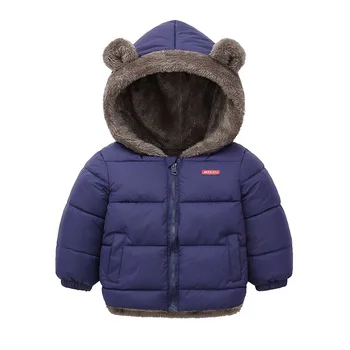Зимнее детское пальто, плюшевая плотная одежда, Новинка 2023 года, модная теплая ветровка с капюшоном для маленьких мальчиков и девочек, верхняя одежда от 2 до 6 лет