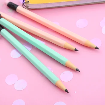 2шт Однотонный карандаш Infinity, Не нужно затачивать ручку, Канцелярские принадлежности, Подарочный Синий розовый Вечный карандаш для письма и рисования