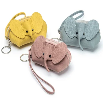 Модный мини-кошелек для маленькой девочки, милый кошелек для карт, сумка для хранения денег, кошелек для монет из натуральной кожи слона