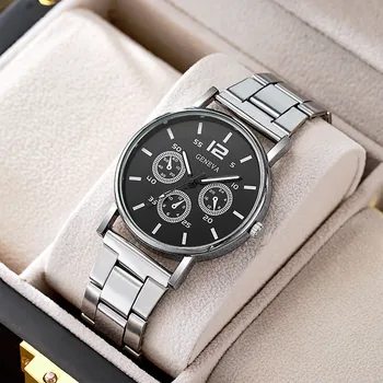 Мужские кварцевые часы со стальным ремешком, мужские модные повседневные часы, Специальный дизайн циферблата, хронограф, Часы для подарков Reloj Hombre
