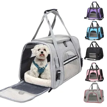 Сумка-переноска для домашних животных, портативный рюкзак, Дышащая Двусторонняя сумка через плечо, одобренная авиакомпанией для собак и кошек