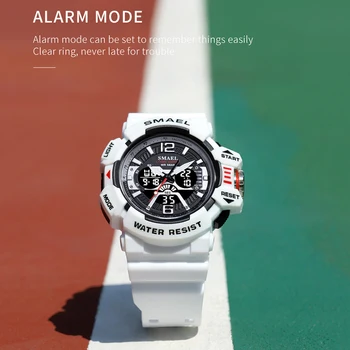 Водонепроницаемые наручные часы SMAEL 50M, спортивные часы для мужчин, многофункциональные спортивные часы с двойным дисплеем времени, Цифровые мужские часы 8065.