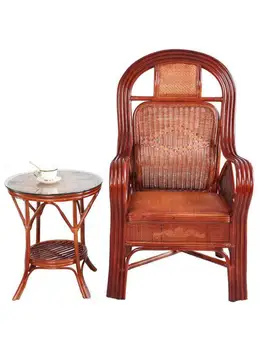 Настоящий ротанговый стул со спинкой, одноместный бамбуковый плетеный стул из ротанга, домашний стул для отдыха пожилых людей, офисный ротанговый стул, современный простой