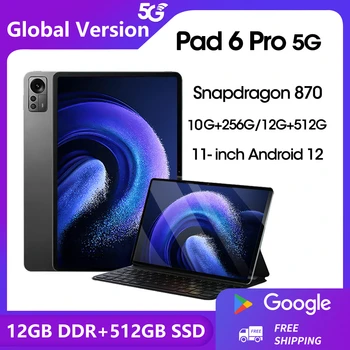 2024 Новая Глобальная Версия Планшета Pad 6 Pro Android 12,0 Snapdragon 870 HD Экран 10000 мАч планшеты 5G Mi с Двумя SIM-картами или WIFI GPS