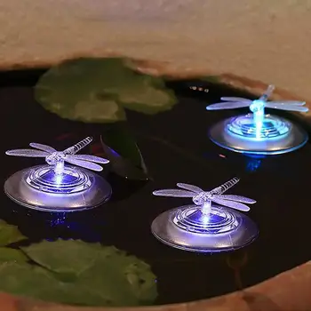 Солнечные плавающие фонари для бассейна, водонепроницаемая лампа для бассейна, красочные светодиодные бабочки и стрекозы, плавающий фонтан, декор для бассейна
