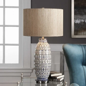 Роскошная настольная лампа American Light, прикроватная лампа для спальни, простая модель лампы для гостиной, креативная керамика от индивидуального дизайнера