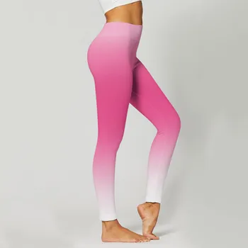 Бесшовные брюки для йоги градиентного цвета с высокой талией, подтягивающие бедра, спортивные, фитнес-женские колготки для бега, леггинсы для тренировок в тренажерном зале, спортивные леггинсы с принтом