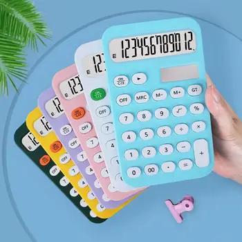 Настольный калькулятор с 12 цифрами на батарейках, нескользящие овальные кнопки, Большой ЖК-дисплей, финансовый студенческий калькулятор, канцелярские принадлежности