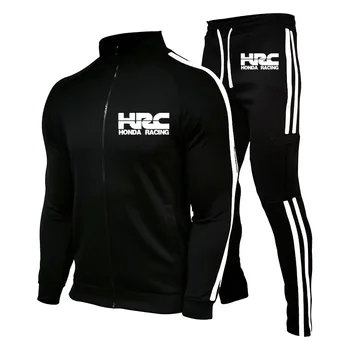 Новый спортивный костюм в полоску для бега трусцой с логотипом HRC, модный повседневный осенний высококачественный хлопковый мужской пиджак + брюки, модный комплект из 2 предметов