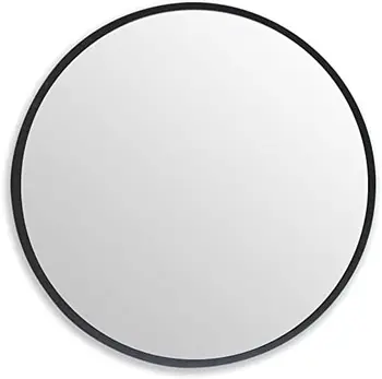 Зеркало для, Круглое Зеркало в Металлической Раме 30 дюймов, Большое Зеркало В Ванной Комнате, Черное Зеркало для Оформления Прихожей в Гостиную, Спальню