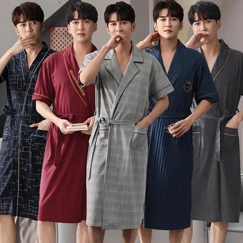 2023 Летние хлопковые кимоно больших размеров с коротким рукавом, халаты для мужчин, Корейские свободные пижамы, халат, Мужская домашняя одежда, домашняя одежда для отдыха