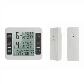 Беспроводной Цифровой термометр Портативный Термометр с сигнализацией температуры холодильника с датчиком 2шт Внутри и снаружи