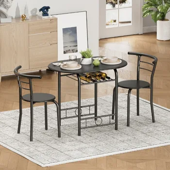 Столовые наборы Vineego, 3 предмета, обеденный набор на 2 персоны, Небольшой кухонный стол для завтрака, компактные Деревянные стулья и сервиз для стола