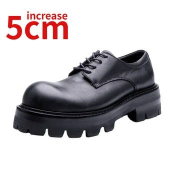 Европейская модная обувь для мужчин, увеличивающая рост на 5 см, дизайнерская повседневная обувь из натуральной кожи, увеличивающая рост, мужские дерби на повышенных каблуках