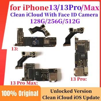 100% Оригинал для iPhone 13 Pro Max Материнская плата с Face ID, чистая материнская плата iCloud, поддержка обновления iOS, полностью протестированная логическая плата
