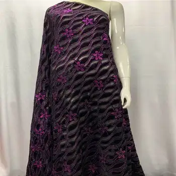 5 Ярдов мягкой бархатной кружевной ткани 2023, высококачественная шелковая бархатная кружевная ткань с вышивкой для вечернего платья. 753