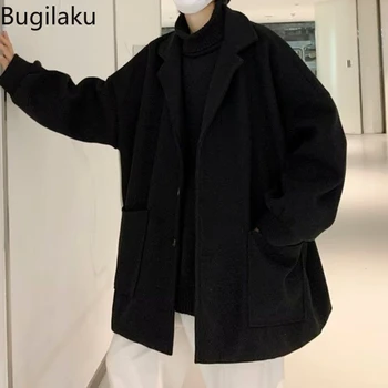 Мужское шерстяное пальто Bugilaku, зимняя куртка высокого класса, зимняя экипировка, модный тренч в корейском стиле