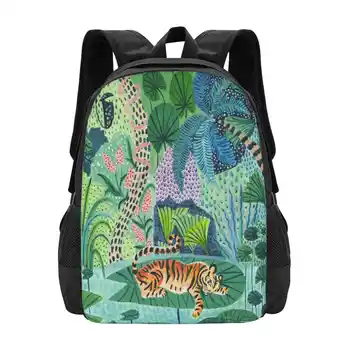 Рюкзак Jungle Tiger Bag Для мужчин, Женщин, девочек, подростков, Тигра, Льва, Пантеры, Котенка, Любителя кошек, Ботанических тропических лесов, Джунглей