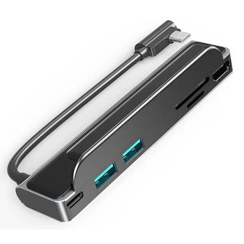 USB C КОНЦЕНТРАТОР 3.0 87 Вт PD HDMI-совместимый конвертер Type C, 90-градусный многофункциональный боковой зажим-адаптер для iPad Macbook Pro
