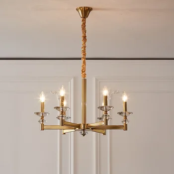 Хрустальная люстра со стеклянной свечой в европейском стиле ретро для спальни, столовой, гостиной с железным искусством, люстра в индустриальном стиле