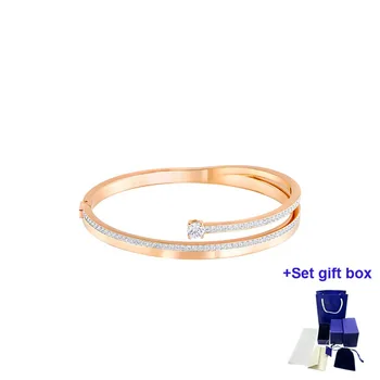 Модный браслет высокого качества, свежий браслет, круглая огранка, белый, покрытый розовым золотом, изысканная подарочная коробка, бесплатная доставка