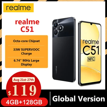 Глобальная версия realme C51 50-Мегапиксельная AI-камера 33 Вт SUPERVOOC Charge 6,74 