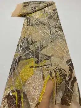Роскошная Кружевная ткань для жениха в африканском стиле 2023, Высококачественная Свадебная Кружевная ткань с вышивкой пайетками для Нигерийской свадебной вечеринки Asoebi, сшитая
