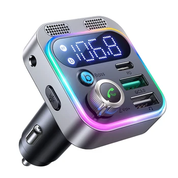 Bluetooth 5,0 FM-Передатчик С Двумя Микрофонами Глубокий Басовый Звук Громкой Связи MP3-Плеер 48 Вт PD и QC3.0 Type-C USB Адаптер Быстрого Зарядного устройства
