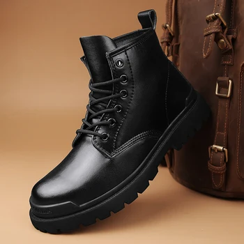 Классическая мужская обувь с высоким берцем на шнуровке, натуральная кожа, Стильные мужские ботинки для носки 2023, Высококачественные тактические военные ботинки для пустыни