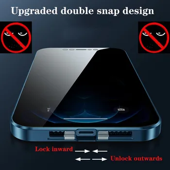 Металлический Магнитный Чехол Для iPhone 14 Pro 15 Plus 13 Pro 12 Mini 11 Pro Max с Защитой От Подглядывания, Двусторонняя Крышка Для Защиты Объектива Камеры