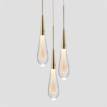 золотой подвесной светильник crystal salle a manger, промышленный стеклянный шкив, подвесной светильник, прозрачный шнур для лампы, роскошный дизайнер