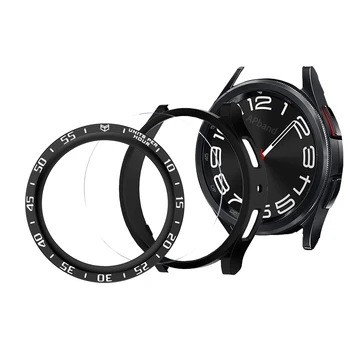 3шт для samsung galaxy watch 6 classic 47 мм 43 мм корпус + металлическое кольцо безеля + защитная пленка из закаленного стекла watch 5 pro 45 мм бампер