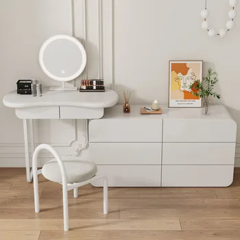Подсветка Зеркальный Туалетный столик Белый Контейнер Легкий Европейский Туалетный столик Европейская Роскошь Tocador Maquillaje Мебель для дома