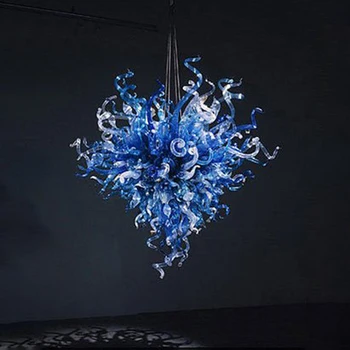 Итальянские подвесные светильники синего цвета Китайский поставщик Люстры из муранского стекла ручной работы для художественного декора Светодиодные лампы