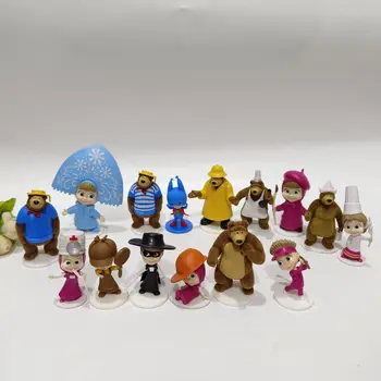 20 шт./лот, Разные мультяшные фигурки девочек и медведей 5-10 см, милые куклы, мини-игрушки для девочек с животными, подарок на день рождения