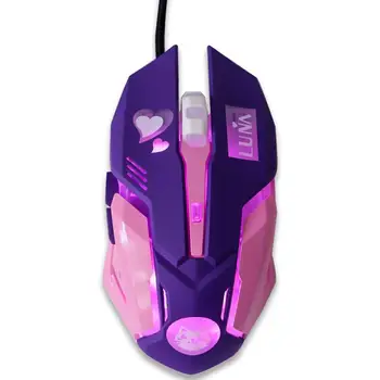 Игровая мышь с цветной подсветкой 2400 точек на дюйм, бесшумная мышь, USB-проводная игровая мышь, розовая Компьютерная профессиональная для ноутбука с данными Lol