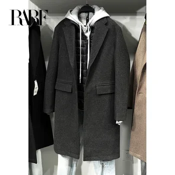 RARF 2023, осенне-зимний мужской костюм с толстым воротником, длинное пальто, шерстяная мужская ветровка
