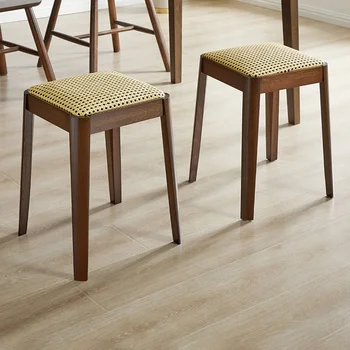 Обеденный стул, стулья из массива дерева для кухни, квадратные обеденные стулья из ротанга, плетеная мебель для дома, Устойчивая к нагрузкам