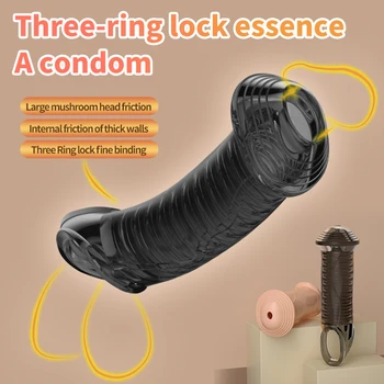 Многоразовый презерватив для пениса, увеличивающий головку члена, секс-игрушки для увеличения члена, Силиконовый удлинитель члена с задержкой по времени, Удлинитель пениса