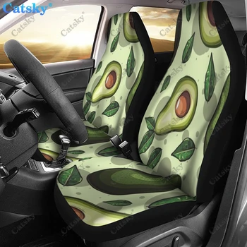 Милые Забавные Чехлы для сидений Avacado Fashion Car из 2 частей, индивидуальные Универсальные Чехлы для автокресел с узорами