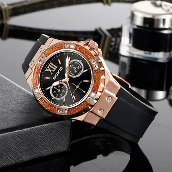Мужские часы Хронограф Спортивные часы из розового золота с бриллиантовым синим ремешком на резинке Аналоговые кварцевые наручные часы Relogio Наручные часы