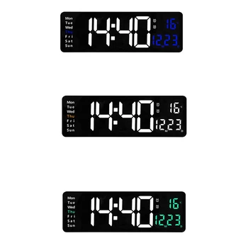 1 шт. Светодиодные цифровые настенные часы, Настенные часы, Температура, Дата, Неделя, Двойной электронный будильник, таблица с дистанционным управлением, Зеленый