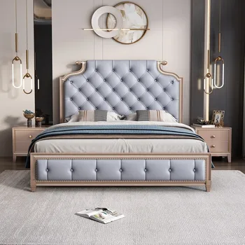 Американская легкая роскошная кровать из массива дерева, современная простая европейская кровать французской принцессы
