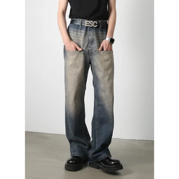 старые прямые джинсы nirben denim с выстиранной строчкой, новые мужские брюки свободного покроя в американском стиле с карманами