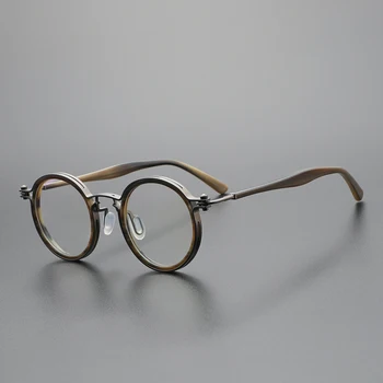 Новые классические круглые ацетатные очки в простой оправе, очки для чтения для мужчин, оптические линзы для женщин от близорукости ручной работы