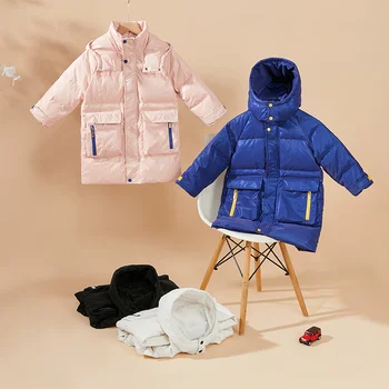 Пуховик для мальчиков, куртка, хлопчатобумажная верхняя одежда Windbreak 2023, Новое поступление, утепленная бархатная зимняя теплая лыжная одежда, детская одежда